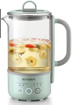 an electric tea kettle with water in it