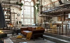 a living room filled with furniture and lots of windows