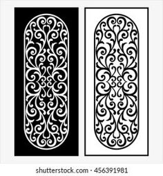 two decorative stencils, one in black and the other in white