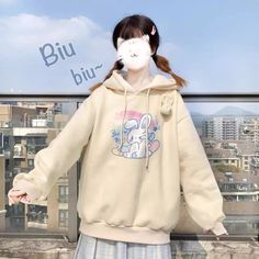 100% Brand New and High Quality  Material: Polyester, Cotton  Size:  As shown on size chart Hoodies Cute, Bunny Halloween Costume, Kawaii Hoodie, Oversized Pullover Sweaters, Bunny Hoodie, Japanese Harajuku, Pullover Women, Women Hoodies, Hoodie Oversize