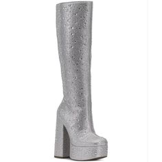 Nwob Jessica Simpson Women's Sinalla Platform Tall Boots These Boots Are So Cute & Will Definitely Get You In The Party Mood. Whether You're Having A Night On The Town, Celebrating A Birthday Or Bachelorette Party, Bringing In The New Year, Or Just Ready To Dance The Night Away, These Boots Will Be The Hit Of The Night. #Disco #Party #Concert #Rave #Fun #Sparkly #Newyearseve #80s #70s Croc Boots, Sparkly Boots, Knee High Platform Boots, Crocs Boots, Platform Boots Women, Jessica Simpson Shoes, Dillard's, Platform Boots, Tall Boots