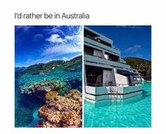 there are two pictures one is an ocean view and the other has a boat in the water