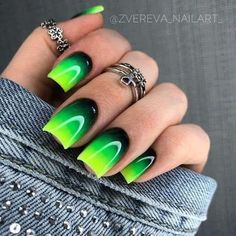 Neon Green Nails, St Patricks Day Nails, Unghie Nail Art, Witchy Nails, 2024 Nails, Bright Design, Black Nail, Nail Designs Glitter, Neon Nails