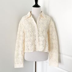 Zara Lace Flower Embroidered Long-Sleeve Top. Collared Cropped Shirt Featuring Long Sleeves With Cuffs. Matching Embroidery Details. Button-Up Front. Brand New With Tags Size Large Blouse Longsleeve Button Down Shirt Off White Cream Tan Beige Ivory Chic Long Sleeve Tops With Floral Embroidery, Chic Long Sleeve Top With Floral Embroidery, Fitted Long Sleeve Blouse With Floral Embroidery, Chic Daywear Blouse With Floral Embroidery, Chic Blouse With Floral Embroidery For Daywear, Spring Collared Top With Floral Embroidery, Collared Lace Tops For Work, Floral Embroidery Long Sleeve Blouse For Daywear, Long Sleeve Blouse With Floral Embroidery For Daywear