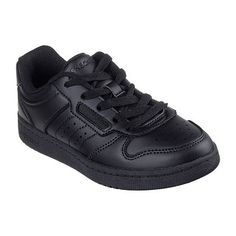 Alley-oop in comfortable court-style wearing Skechers street quick street - vorton. This machine washable lace-up low-top features a smooth dura leather upper with perforated quarter paneling and a cushioned comfort insole.Closure Type: Lace-UpUpper/Outer Base Material: 54% Leather, 46% Thermoplastic RubberShoe Lining Material: PolyesterSole Material Content: 100% Thermoplastic-RubberCountry of Origin: Imported Alley Oop, Sneakers Black, Low Top, Kids Shoes, Athletic Shoes, Leather Upper, Shoes Sneakers, Lace Up