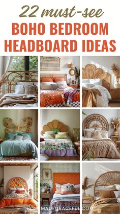 boho bedroom headboard ideas Creative Headboard Ideas Diy, Diy Boho Headboard Ideas, Boho Headboard Ideas, Queen Headboard Diy, Bed Without Headboard Decor, Cheap Boho Decor Ideas, Boho Bed Headboard, Headboard Ideas Bedroom, Diy Headboard Ideas Easy