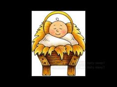 a drawing of a baby in a basket with its head resting on top of it