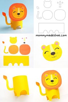 the instructions for how to make a lion paper craft that is easy and fun, perfect for kids