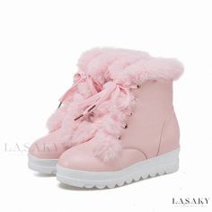 Lasaky - High-Quality Snow Boots in White and Pink with Thick Fleece Lining, Available in Various Sizes, Equipped with Lacing System - Perfect for Winter Best Sandals For Men, Goth Boots, Glamour Vintage, Pink Snow, Best Shoes For Men, Warm Shoes, Girly Shoes, Winter Snow Boots, Sneakers Men Fashion