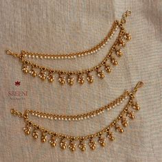 Ear chain, Maatal, Maatil Chempasaralu Designs Gold Latest Indian, Ear Side Chains Gold, Ear Mattal Gold, Gold Earrings Chain Design, Mattal Designs Gold, Latest Champaswaralu Designs Gold, Earchains Gold, Maatilu Designs, Mattilu Designs Gold