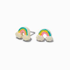 Claire's Glitter Rainbow Stud Earrings Piercing Kit, Glitter Rainbow, Bags For Teens, Fashionable Jewelry, Earring Sale, Jewelry And Accessories, Seasonal Fashion, Diamond Studs, Jewelry Earrings Studs