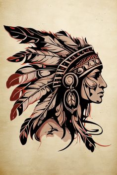 Native American Art Tattoo, Indian Head Tattoo, Native American Tattoo Art, Red Indian Tattoo, Indian Chief Tattoo, Gecko Tattoo, Indian Skull Tattoos, Native American Mythology