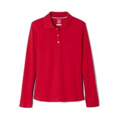 This Long Sleeve Interlock Polo is one of our most popular styles and is a school uniform essential. This feminine fit polo features a picot flat knit collar and 3 cute flower buttons on the placket. Dress it up or dress it down, she'll be able to express her style in the classroom or on the playground. Size: XL (14/16). Color: Red. Gender: female. Age Group: kids. French Toast Uniforms, French Toast School Uniforms, Slim Fit Polo Shirts, Red Polo, Uniform Shirts, Girls Uniforms, Pique Polo Shirt, Long Sleeve Polo Shirt, Kids Outfits Girls