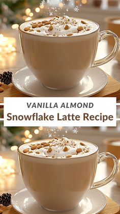 two cups of vanilla almond snowflake latte recipe