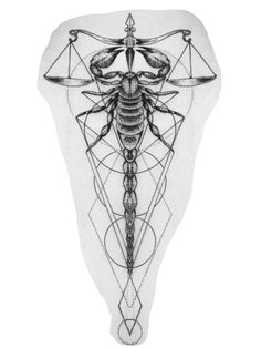 a black and white drawing of an insect with geometric designs on it's back