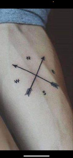 a couple of tattoos on their arm with arrows