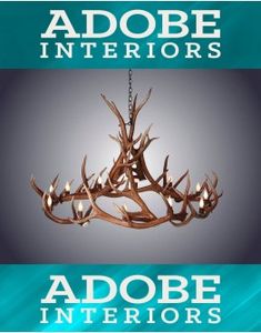 an advertisement for adobe interiors featuring antler's head and the words, adobe interiors