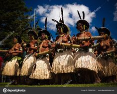 some people are dressed in native clothing and headdresses stock photo - 7179