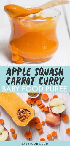 an apple and squash curry puree in a glass bowl