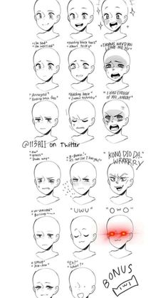 an image of various facial expressions for different people's face shapes and hair styles