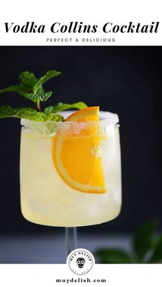 This refreshing recipe for a Vodka Collins cocktail is perfect for citrus season! Vodka, fresh orange & lemon juice, simple syrup plus a splash of club soda is all you need for the perfect cocktail. Fruit Fast, Collins Cocktail, Charlie Brown Tree, Refreshing Food, Fresh Orange