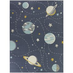 a rug with planets and stars on it