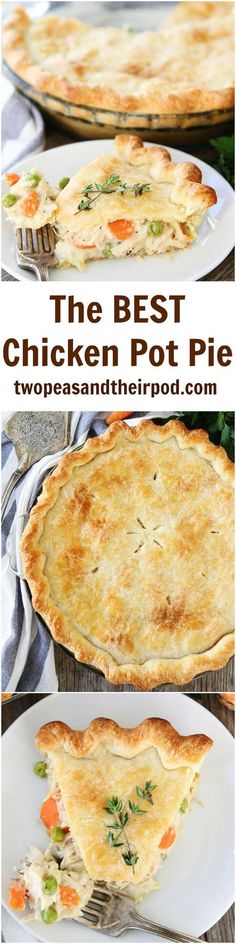 the best chicken pot pie recipe is in two different pictures and it's ready to be eaten