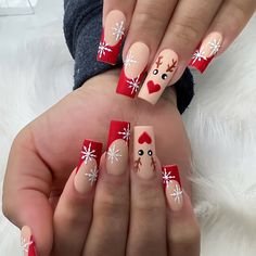 0 Nail Art Noel, Nail Shapes Square, Nail Patterns, Xmas Nails, Stick On Nails, Christmas Nail Designs