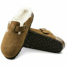 The bolder, the better! This exceptionally cozy version of the Boston clog, a classic BIRKENSTOCK model, is made of real, very high-quality suede. The shearling footbed and strap lining exudes style and keeps feet warm. The perfect shoe for cozy winter evenings by an open fire! Width: Regular Anatomically formed cork and latex footbed Upper: suede Footbed lining: shearling Sole: EVA Details: shearling, individually adjustable pin buckle in metal ��“Made in Germany” Boston Shearling Birkenstock, Boston Shearling, Birkenstock Boston Shearling, Birkenstock Women, Open Fire, Boston Clog, Birkenstock Boston, Birkenstock Boston Clog, Platform Slippers