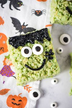 halloween rice krispy treats with googly eyes