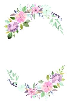 a watercolor floral frame with leaves and flowers