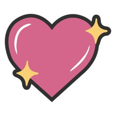 a pink heart with two stars on the side and one yellow star in the middle