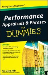 the book cover for performance apprais and phrases for dummies