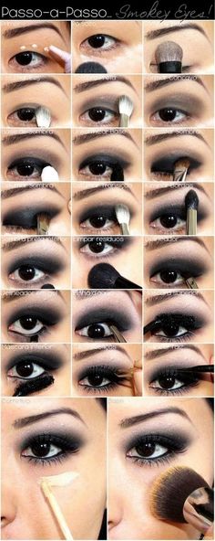 Rock Makeup Looks Hooded Eyes, Emo Easy Makeup, Goth Makeup Step By Step, Gothic Eye Makeup Hooded Eyes, Formal Gothic Makeup, Grunge Smokey Eye Makeup, Gothic Eye Makeup Tutorial, Mcbling Eye Makeup, How To Goth Makeup