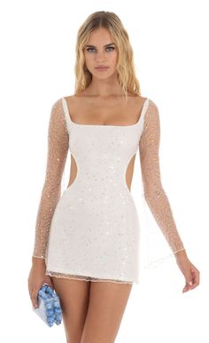 Lucy In The Sky Dress, Sequin Mesh Dress, White Homecoming Dresses, Lucy In The Sky, Date Night Dresses, Sequin Fabric, Hoco Dresses, Fashion Fits, Homecoming Dress