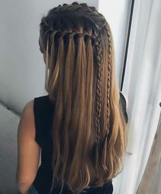 Single Braids Hairstyles, Waterfall Braid Hairstyle, Formal Hairstyles For Long Hair, Pinterest Hair, Penteado Cabelo Curto, Trending Hairstyles, Braids For Long Hair, Easy Hairstyles For Long Hair, Cool Hair