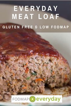 close up of meatloaf on white plate Fodmap Meatloaf, Ibs Diet, Food Map, Low Fodmap Diet, Low Fodmap Recipes