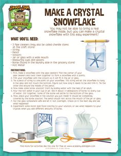 the instructions for how to make a crystal snowflake