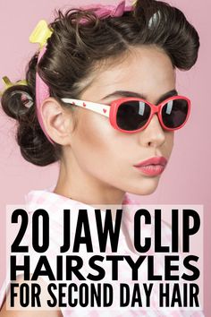 Perfect for second day hair, this collection of jaw clip hairstyles is perfect for mornings when you're short of time but still want to look stylish! Jaw Clip Hairstyles, Running Late Hairstyles, Second Day Hair, Voluminous Ponytail, Hair Clips 90s, Day Hairstyles, Formal Updos, Jaw Clip, Second Day Hairstyles