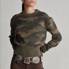 Brand New, With Tags. Price Is Firm. Msrp $398. This Sweater Is Cut From A Luxe Blend Of Peruvian Alpaca And Merino Wool And Showcases A Contemporary Camo-Print Motif. Soft Ribbing At The Cuffs And Hem Enhances Its Relaxed Silhouette. Relaxed, Slightly Cropped Silhouette. Intended To Hit At The Waist. Pit To Pit 22.5” Length 22.5” Sleeves 24.5” Crewneck. Long Sleeves With Ribbed Cuffs. Ribbed Hem. Shell: Alpaca, Wool. Trim: Nylon, Elastane. Tags: A-Line Minimalist Neutral Modern Boho Maxi Mini S Alpaca Wool Sweater, Camo Sweater, Ralph Lauren Pullover, Polo Ralph Lauren Sweater, Wool Pullover, Polo Ralph Lauren Women, Stylish Sweaters, Ralph Lauren Sweaters, Vintage Polo Ralph Lauren