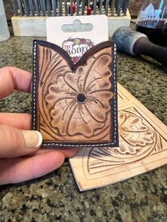 Hand Tooled Leather Boot Wallet with a Sheridan Flower The Rodeo Rose Boot Wallet, Cash Safe, Tooled Leather Wallet, Clear Purses, Leather Blazer Jacket, Front Pocket Wallet, Leather Crafts, Hand Tooled Leather, Pocket Wallet