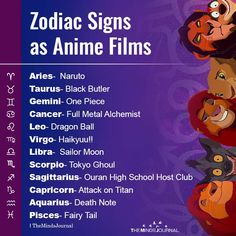 the zodiac signs as anime films are shown in this poster from disney's animated movie