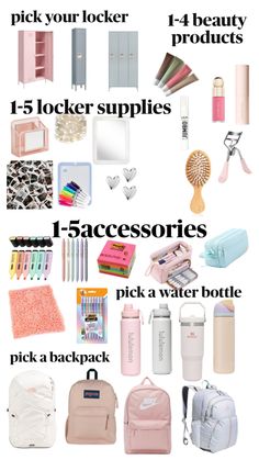 Locker Supplies, Vintage Classy Outfits, School Locker Decorations, Travel Backpack Essentials, Road Trip Bag, School Backpack Essentials, Making A Gift Basket, Preppy School Supplies, School Routine For Teens