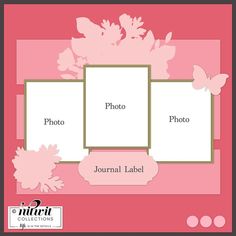 A scrapbook layout sketch or mini album page idea to make using any floral kit. Layout Sketch, Scrapbook Layout Sketches, Ooh La La