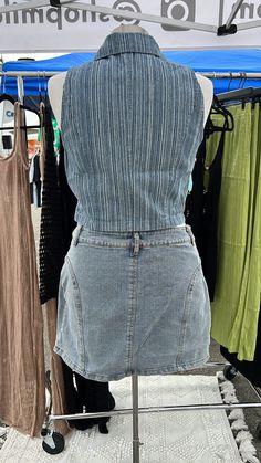 DENIM BLUE TOP WITH DOULBE END ZIP UP STRETCHY MANNEQUIN IS WEARING A SMALL Blue Denim Skirt, Blue Top, Denim Blue, Online Boutique, Denim Skirt, Blue Denim, Zip Ups, Boutique, Skirt