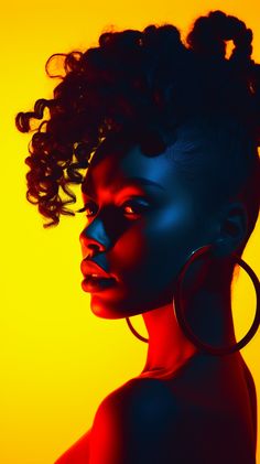 Contrast Reference Photo, Bold Color Photography, Art Reference Photos Aesthetic, Interesting Lighting Photography, Bold Photography, Black Woman Portrait Photography, Photography Portraits, Colorful Photography