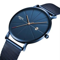 Ultra Thin Luxury Watches Men Blue Stainless Steel Quartz Date Wrist Watch Minimalist Men, Swiss Army Watches, Minimalist Watch, Blue Watches, Womens Watches Luxury, Men's Watches, Luxury Watches For Men, Beautiful Watches, Tag Heuer