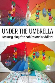 the umbrella is made out of colorful paper