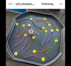 an upside down tray with many stars on it