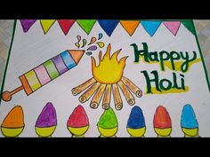 this is a drawing of a happy holi with colored crayons on it